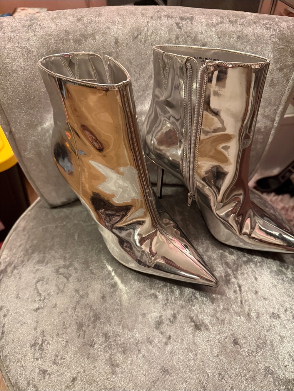 INC International Concepts Silver Pointed Stiletto Ankle Boots